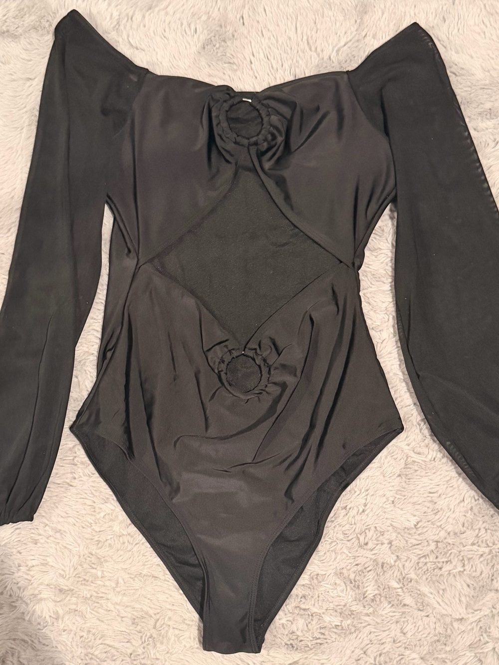 Black Long-Sleeve One-Piece Bodysuit